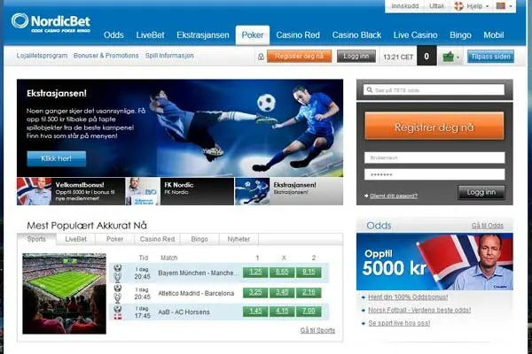 NO screenshots nordicbet index