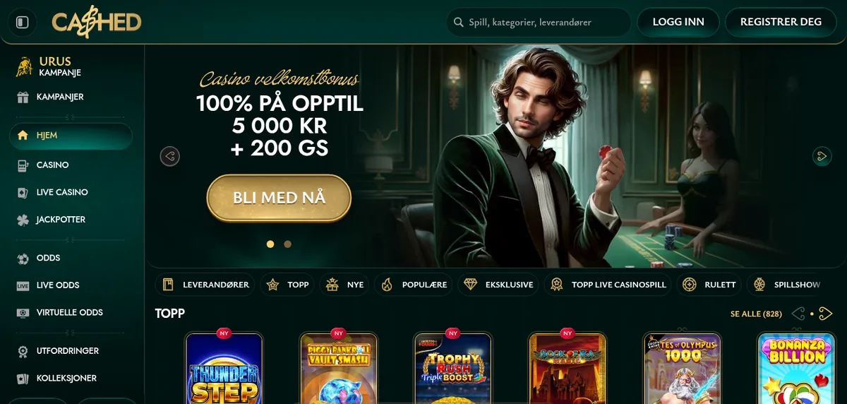 Slik ser det ut inne hos Cashed Casino