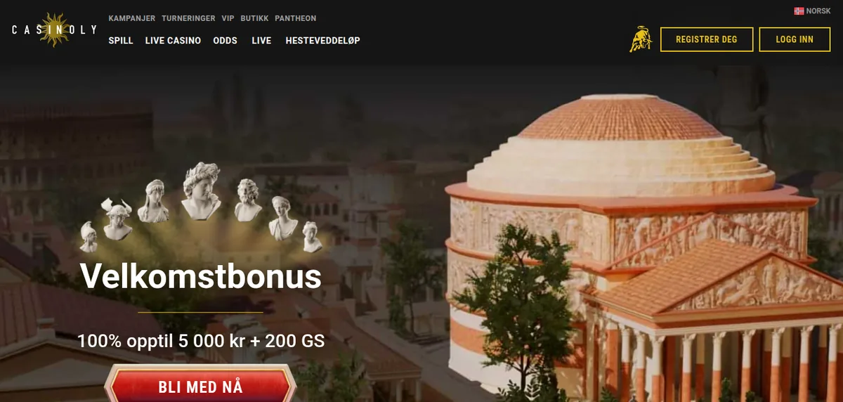 Slik ser det ut inne hos Casinoly Casino