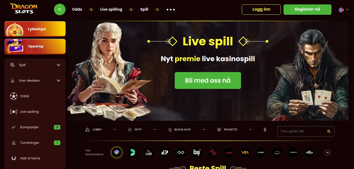 Live-bordene sendes fra studio med ekte dealer