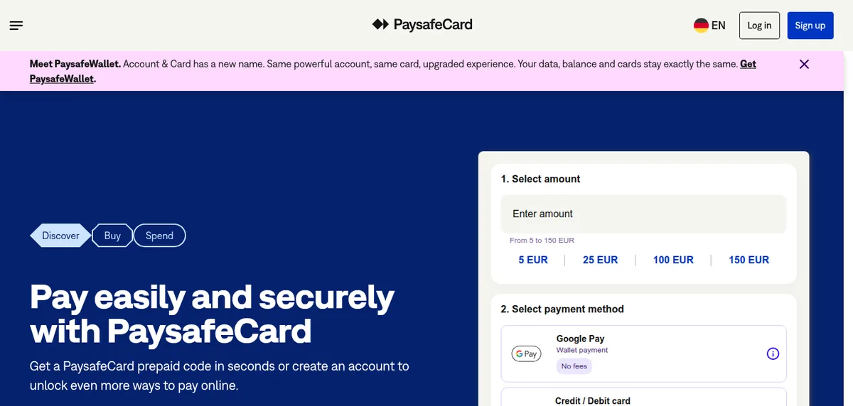 Paysafecard sine egne sider