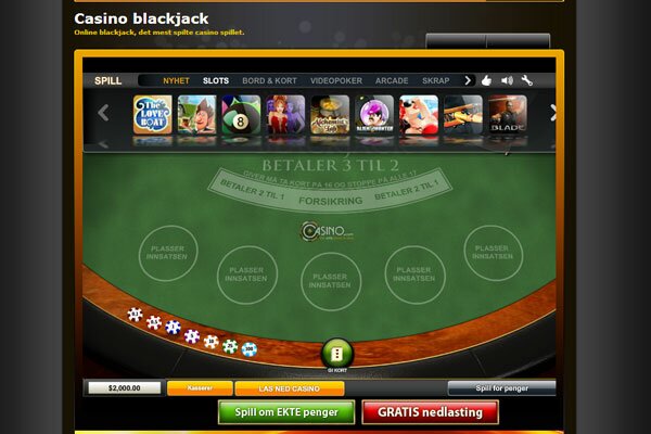 skjermdump fra casino.com black jack