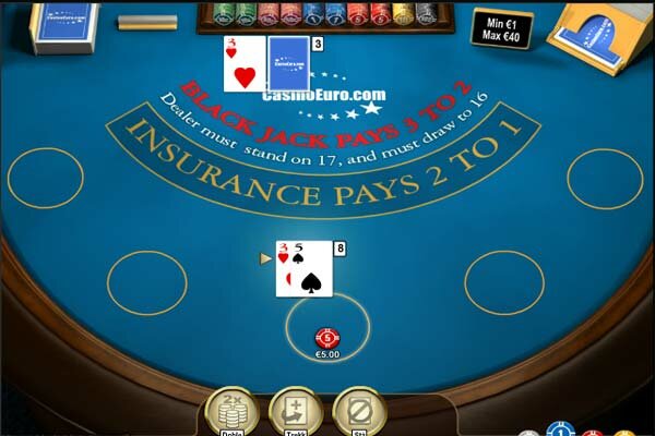 skjermdump av casino euro blackjack bord