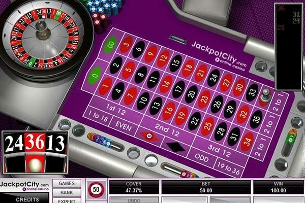 skjermdump fra jackpot city casino rulett